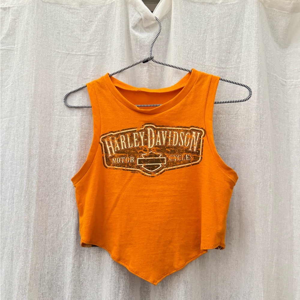 Reworked Harley-Davidson Orange Crop Top